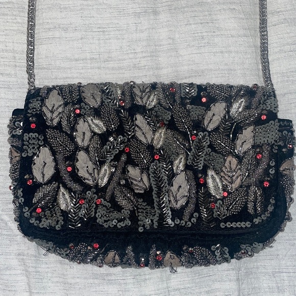 Anthropologie Handbags - Anthropologie Beaded Velvet Cross Body Bag